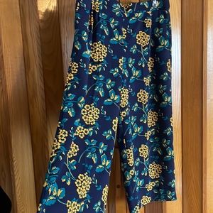 J Crew mid length wide leg pants Floral trouser
